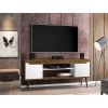 Manhattan Comfort Bradley 62.99 TV Stand Rustic Brown and White with 2 Media Shelves and 2 Storage Shelves in Rustic Brown and White with Solid Wood L