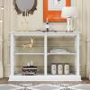 Console Table with 3-Tier Open Storage Spaces and 'X' Legs, Narrow Sofa Entry Table for Living Room, Entryway and Hallway  - White