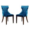 Manhattan Comfort Reine Cobalt Blue and Walnut Velvet Dining Chair (Set of Two) - Default Title