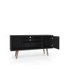 Manhattan Comfort Liberty 53.14" Mid-Century Modern TV Stand with 5 Shelves and 1 Door in Black - Default Title