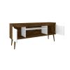 Manhattan Comfort Bradley 62.99 TV Stand Rustic Brown and White with 2 Media Shelves and 2 Storage Shelves in Rustic Brown and White with Solid Wood L