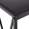 Triamine Board Cross Iron Frame Porch Table Sofa Side Table Black Wood Grain  - Black Wood