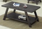 Athens Contemporary Replicated Wood Shelf Coffee Set Table in Charcoal Finish - as Pic