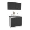 Aztec 2 Piece Kitchen Set, Wall Cabinet + Utility Sink Cabinet, Black / White - Black / White