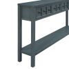 TREXM Rustic Entryway Console Table, 60" Long Sofa Table with two Different Size Drawers and Bottom Shelf for Storage (Navy) - as Pic