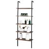 Industrial Wall Mounted Bookcase 5-Tier Open Ladder Shelf Bookshelf with Metal Frame, 23.6" L x 11.8" W x 70.9" H - as pic