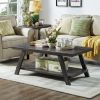 Athens Contemporary Replicated Wood Shelf Coffee Set Table in Charcoal Finish - as Pic