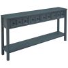 TREXM Rustic Entryway Console Table, 60" Long Sofa Table with two Different Size Drawers and Bottom Shelf for Storage (Navy) - as Pic