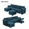 109*54.7" Chenille Modular Sectional Sofa,U Shaped Couch with Adjustable Armrests and Backrests,6 Seat Reversible Sofa Bed with Storage Seats for Livi