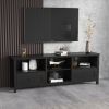 WESOME 70.08 Inch Length Black TV Stand for Living Room and Bedroom;  with 2 Drawers and 4 High-Capacity Storage Compartment. - Black