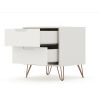 Manhattan Comfort Rockefeller 2.0 Mid-Century Modern 2-Drawer Nightstand in Off White - Default Title