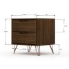 Manhattan Comfort Rockefeller 2.0 Mid-Century- Modern Nightstand with 2-Drawer in Brown - Default Title