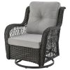 Manhattan Comfort Fruttuo Swivel Steel Rattan 3-Piece Patio Conversation Set with Cushions in Grey - Default Title