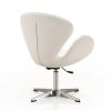 Manhattan Comfort Raspberry White and Polished Chrome Faux Leather Adjustable Swivel Chair - Default Title