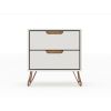 Manhattan Comfort Rockefeller 2.0 Mid-Century- Modern Nightstand with 2-Drawer in - Default Title