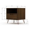 Manhattan Comfort Rockefeller 1.0 Mid-Century- Modern Nightstand with 1-Drawer in Brown - Default Title