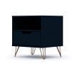 Manhattan Comfort Rockefeller 1.0 Mid-Century Modern 1-Drawer Nightstand in Midnight Blue - Default Title