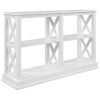 Console Table with 3-Tier Open Storage Spaces and 'X' Legs, Narrow Sofa Entry Table for Living Room, Entryway and Hallway  - White