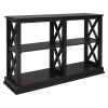 Console Table with 3-Tier Open Storage Spaces and 'X' Legs, Narrow Sofa Entry Table for Living Room, Entryway and Hallway  - Black