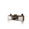 Manhattan Comfort Bradley 62.99 TV Stand Rustic Brown and White with 2 Media Shelves and 2 Storage Shelves in Rustic Brown and White with Solid Wood L