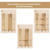 4 Panel Freestanding Folding Hinged Room Divider - brown