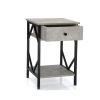 Set of 2 Nightstand Industrial End Table with Drawer;  Storage Shelf and Metal Frame for Living Room;  Bedroom;  XH - Gray