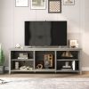 WESOME TV Stand Storage Media Console Entertainment Center; Tradition Black - Grey