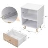 2 of Bedside Cupboard with 1 Drawer and Short Legs;  End Table with Storing Shelf;  Indoors XH - White