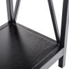 Triamine Board Cross Iron Frame Porch Table Sofa Side Table Black Wood Grain  - Black Wood