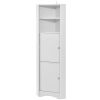 Tall Bathroom Corner Cabinet; Freestanding Storage Cabinet with Doors and Adjustable Shelves; MDF Board; Gray - White