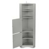 Tall Bathroom Corner Cabinet; Freestanding Storage Cabinet with Doors and Adjustable Shelves; MDF Board; Gray - Gray