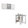 Norfolk 2 Piece Kitchen Set, Kitchen Island + Upper Wall Cabinet , White /Walnut - White/Onyx