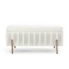 Elegant Upholstered Velvet Storage Bench with Cedar Wood Veneer, Large Storage Ottoman with Electroplate Iron Legs for Hallway Living Room Bedroom  -