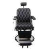 Reclining Barber Chair Hydraulic Salon Chair with Adjustable Headrest and Heavy Duty Base for Hair Cutting, Black+Silver XH - Main colors are black an