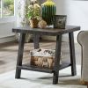 Athens Contemporary Replicated Wood Shelf Coffee Set Table in Charcoal Finish - as Pic