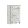 Classic Traditional White Finish 5 Drawers Storage Chest 1pc Decorative Accents Wooden Bedroom Furniture Turned Feet - as Pic