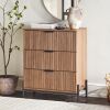 Mid-Century 3-Drawer Chest with Reeded Drawer Fronts, Mocha - as Pic