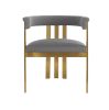 Modrest Pontiac Modern Grey Velvet & Champagne Gold Dining Chair - as Pic