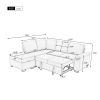 Sleeper Sectional Sofa, L-Shape Corner Couch Sofa-Bed with Storage Ottoman & Hidden Arm Storage & USB Charge for Living Room Apartment, Gray - as Pic