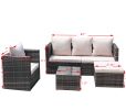 Outdoor garden garden furniture 4-piece brown PE wicker combination upholstered sofa set - Glam