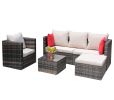 Outdoor garden garden furniture 4-piece brown PE wicker combination upholstered sofa set - Glam