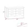 Hms 6 Drawer Double Dresser, Four Legs, Superior Top -Light Oak / White - as Pic