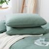 100% Washed Cotton Duvet Cover Set, Durable Fade-Resistant Natural Bedding Set (No Comforter) - Sage Green - King