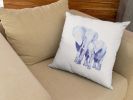 Mother and Baby Auspicious Elephant Double Sided Print Faux Suede Square Cushion - 14" x 14"