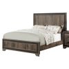 Oak Finish 1pc Queen Size Bed High Headboard MDF Particle Board Bedroom Furniture Bedframe Unique Panel Design - as Pic