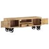 TV Stand with Wheels 43.3"x11.8"x14.6" Rough Mango Wood - Brown