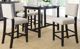 5 Piece Rustic Wooden Counter Height Dining Table Set with 4 Upholstered Chairs for Small Places;  Espresso+ Beige - Beige