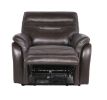 Contemporary Top-Grain Leather Recliner Set - Power Footrest, Power Headrest - Control Panel, USB Port, Home Button - as Pic