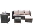 Outdoor garden garden furniture 4-piece brown PE wicker combination upholstered sofa set - Glam