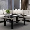 Rectangle Black Glass Coffee Table, Clear Coffee Table,Modern Side Center Tables for Living Room,Living Room Furniture - as Pic